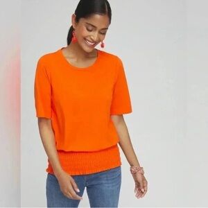 Chico's A Touch of Cool Smocked Waist Tee